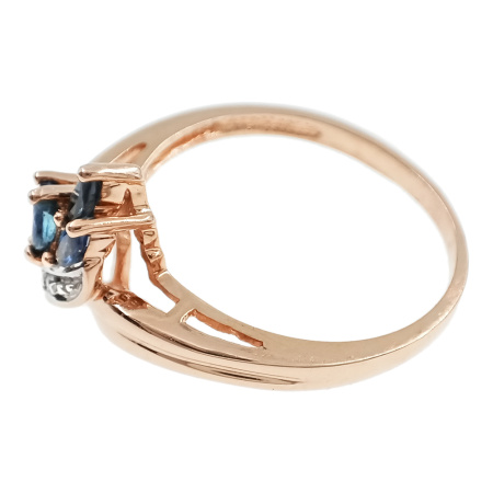 Кольцо из золота 585 пробы с бриллиантами и сапфиром