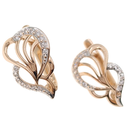 Серьги из золота 585 пробы с фианитом