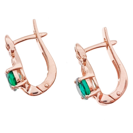 Серьги из золота 585 пробы с бриллиантами и изумрудом с.