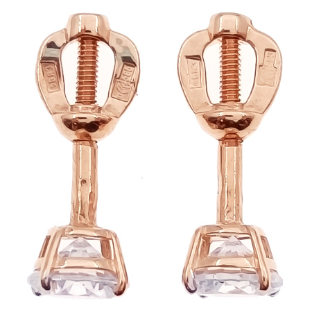 Пусеты из золота 585 пробы с фианитом