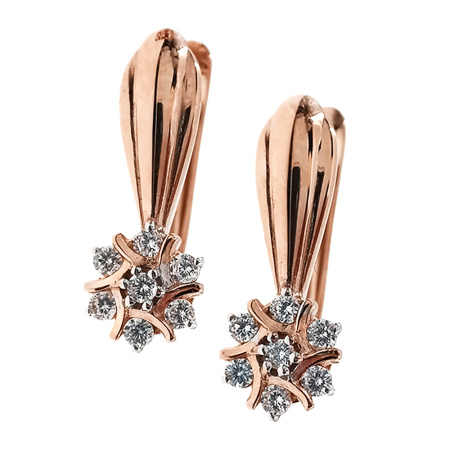 Серьги из золота 585 пробы с фианитом