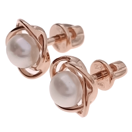 Пусеты из золота 585 пробы с жемчугом