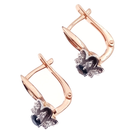 Серьги из золота 585 пробы с бриллиантами и сапфиром