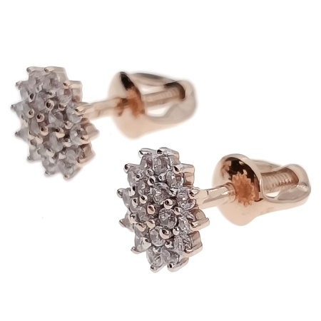 Пусеты из золота 585 пробы с фианитом