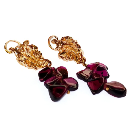 Серьги из золота 585 пробы с гранатом