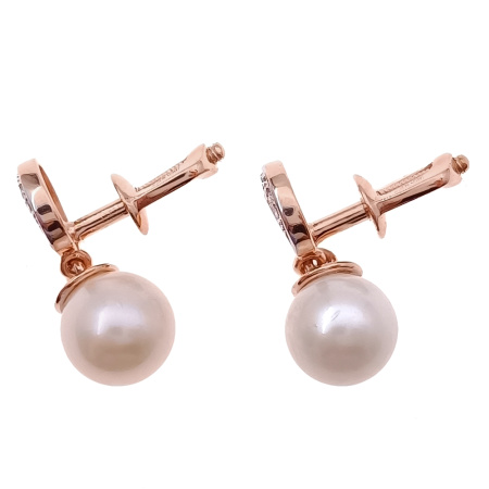 Серьги из золота 585 пробы с бриллиантами и жемчугом