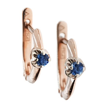 Серьги из золота 585 пробы с сапфиром