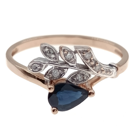 Кольцо из золота 585 пробы с бриллиантами и сапфиром