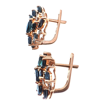 Серьги из золота 585 пробы с бриллиантами и сапфиром