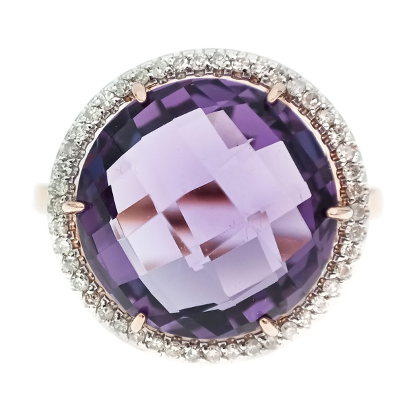 Кольцо из золота 585 пробы с бриллиантами и аметистом