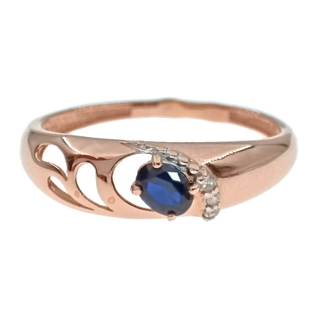 Кольцо из золота 585 пробы с бриллиантами и сапфиром с.