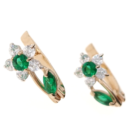 Серьги из золота 585 пробы с фианитом
