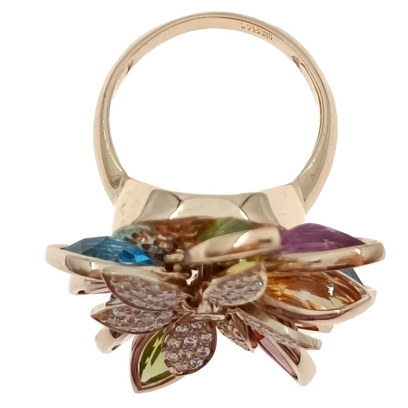 Кольцо из золота 585 пробы с бриллиантами и самоцветами