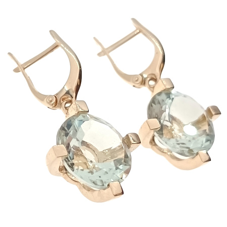 Серьги из золота 585 пробы с кварцем