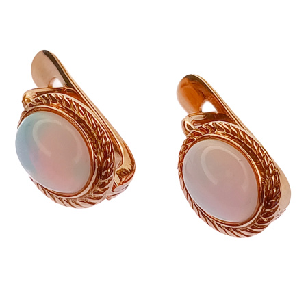 Серьги из золота 585 пробы с лунным камнем