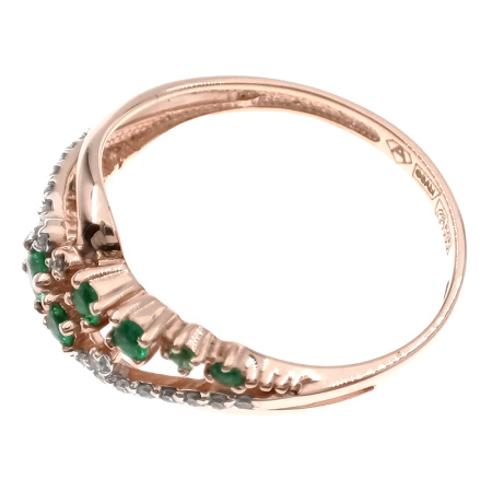 Кольцо из золота 585 пробы с бриллиантами и изумрудом