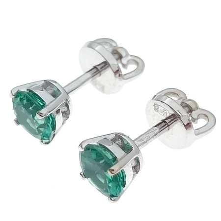 Пусеты из золота 585 пробы с изумрудом с.