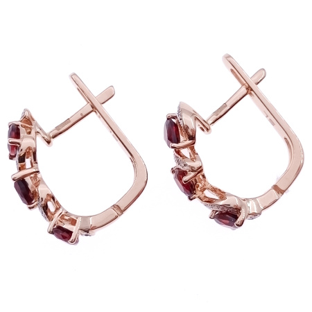 Серьги из золота 585 пробы с бриллиантами и гранатом