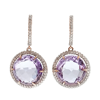 Серьги из золота 585 пробы с бриллиантами и аметистом