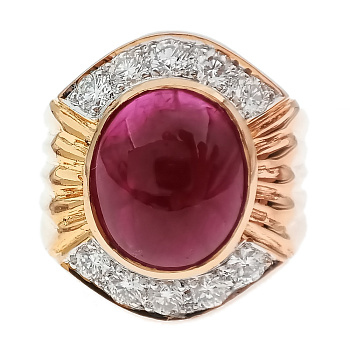 Кольцо из золота 750 пробы с бриллиантами и корундом