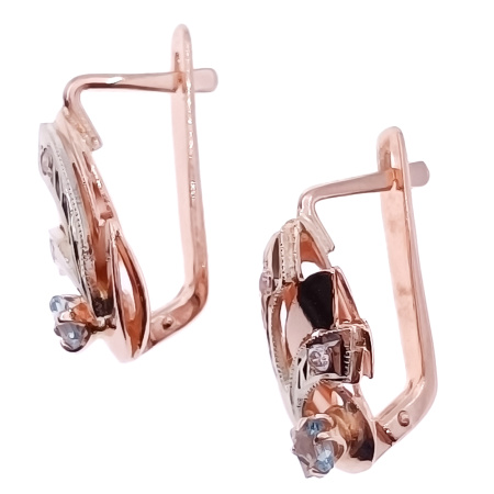 Серьги из золота 585 пробы с топазом и фианитом