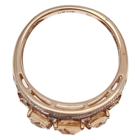 Кольцо из золота 585 пробы с бриллиантами и цитрином