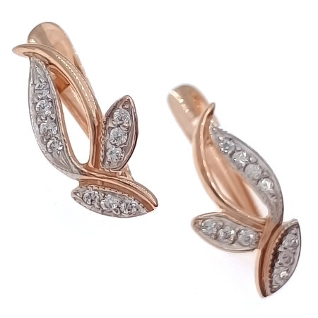 Серьги из золота 585 пробы с фианитом