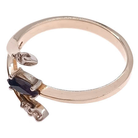 Кольцо из золота 585 пробы с бриллиантами и сапфиром