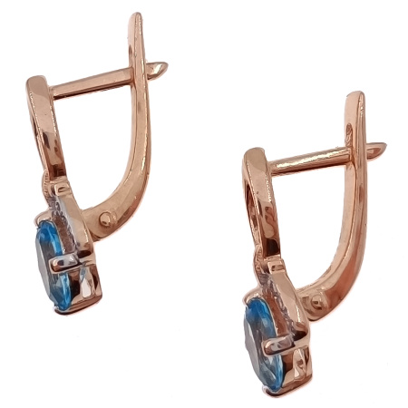 Серьги из золота 585 пробы с топазом и фианитом