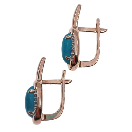 Серьги из золота 585 пробы с бриллиантами и бирюзой