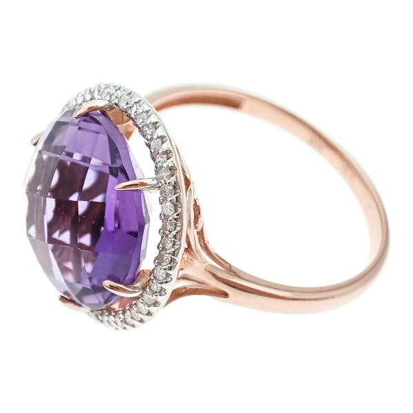 Кольцо из золота 585 пробы с бриллиантами и аметистом