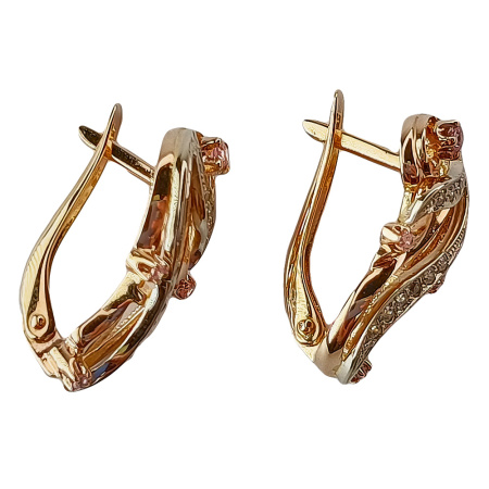 Серьги из золота 585 пробы с корундом с. и фианитом