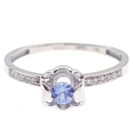 Кольцо из золота 585 пробы с танзанитом и бриллиантами