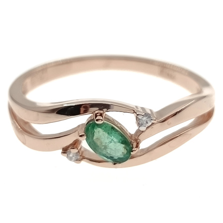 Кольцо из золота 585 пробы с бриллиантами и изумрудом