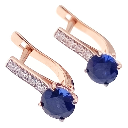 Серьги из золота 585 пробы с бриллиантами и сапфиром с.