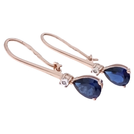 Серьги из золота 585 пробы с бриллиантами и сапфиром с.