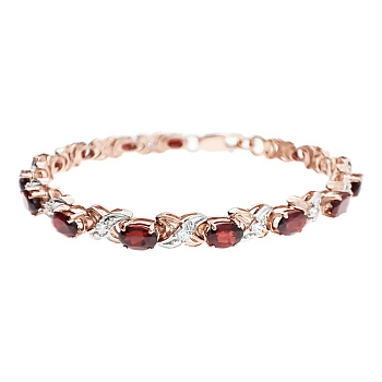 Браслет из золота 585 пробы с гранатом и фианитом