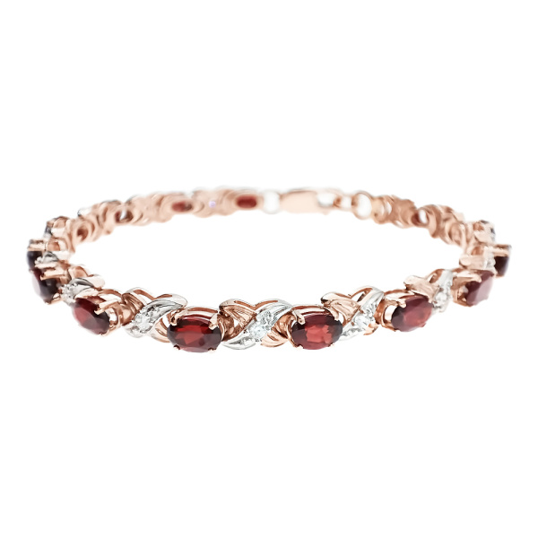 Браслет из золота 585 пробы с гранатом и фианитом