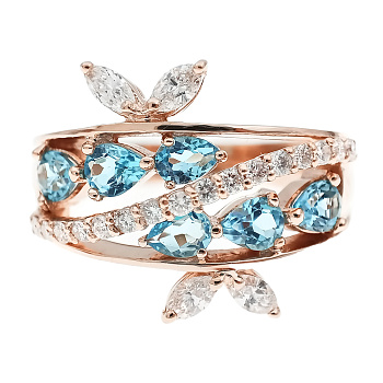 Кольцо из золота 585 пробы с бриллиантами, топазом