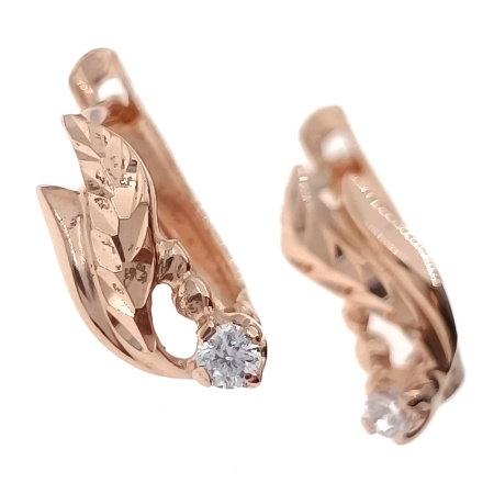 Серьги из золота 585 пробы с фианитом