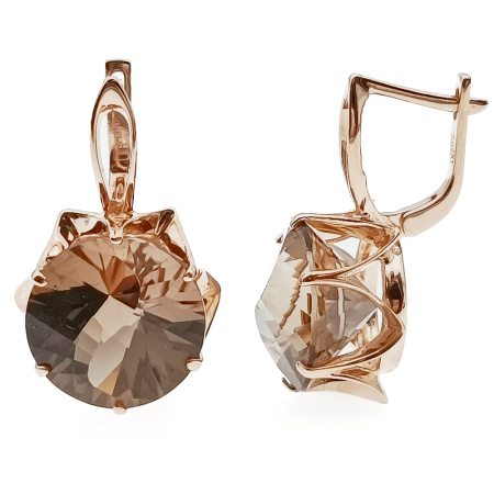 Серьги из золота 585 пробы с дымчатым кварцем