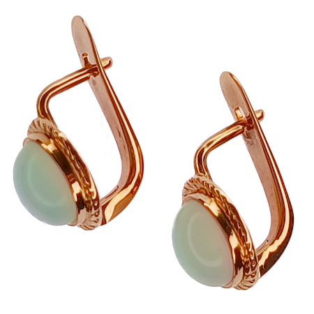 Серьги из золота 585 пробы с лунным камнем