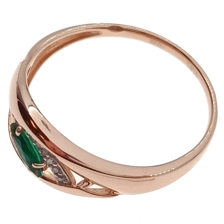 Кольцо из золота 585 пробы с бриллиантами и изумрудом с.