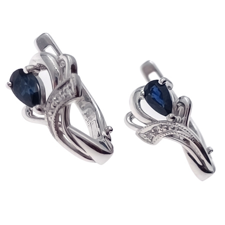 Серьги из золота 585 пробы с сапфиром и бриллиантами