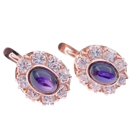 Серьги из золота 585 пробы с корундом с. и фианитом
