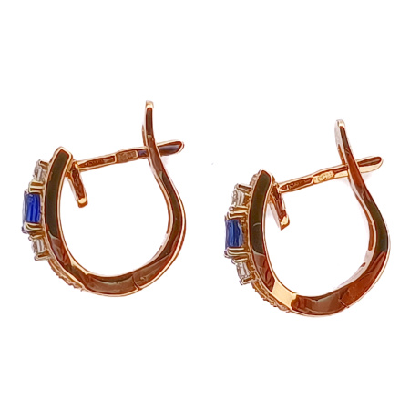 Серьги из золота 585 пробы с бриллиантами, сапфиром