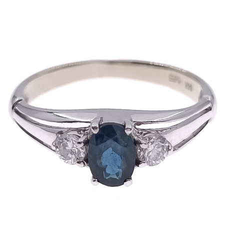 Кольцо из золота 585 пробы с бриллиантами и сапфиром