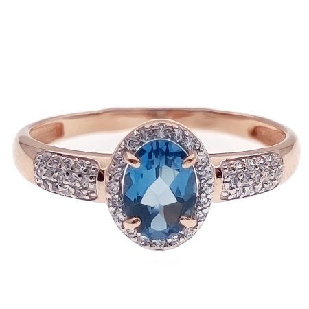 Кольцо из золота 585 пробы с топазом и фианитом