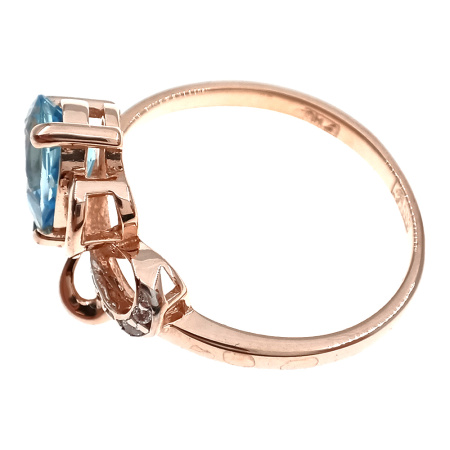 Кольцо из золота 585 пробы с топазом и фианитом