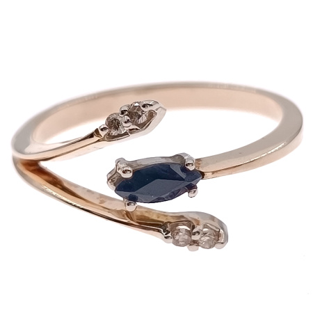 Кольцо из золота 585 пробы с бриллиантами и сапфиром